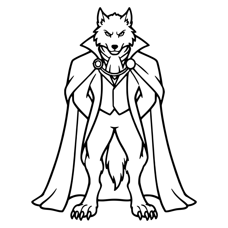 Werewolf in Tall-Collar Cape and Vest — free fantasy-creature SVG cut file