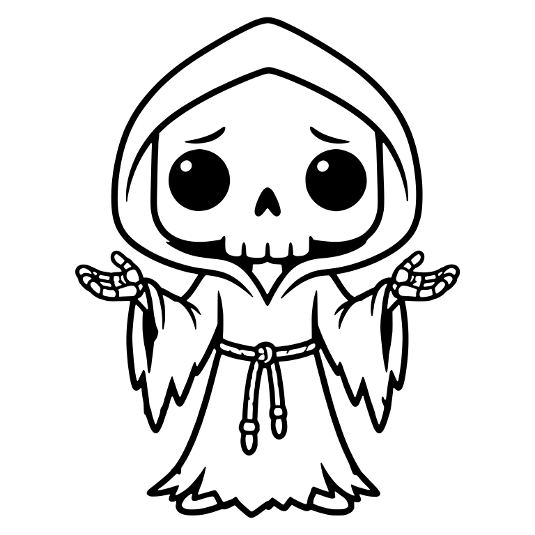 Shrugging Grim Reaper with Rope Belt — free characters SVG cut file