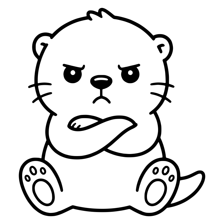 Grumpy Otter Sitting With Arms Crossed — free animal SVG cut file