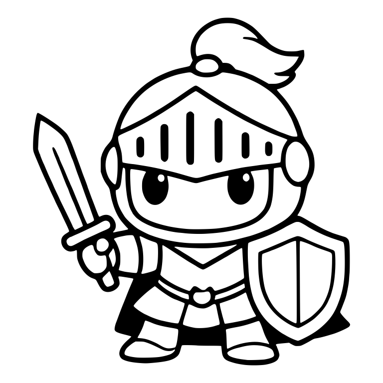 Chibi Knight with Plumed Helmet, Sword and Shield — free characters SVG cut file