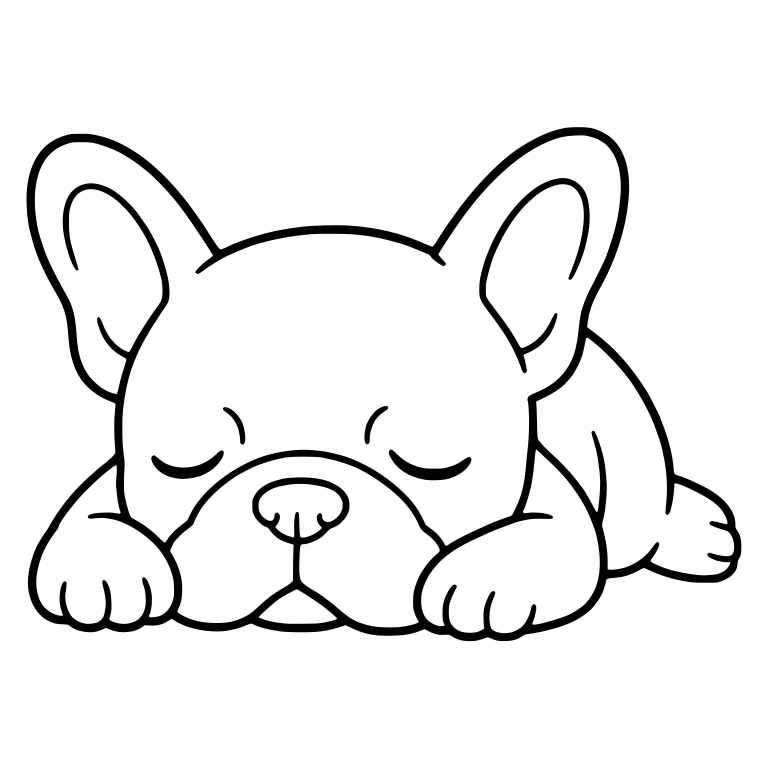 Sleeping French Bulldog Puppy With Chin on Both Paws — free animal SVG cut file