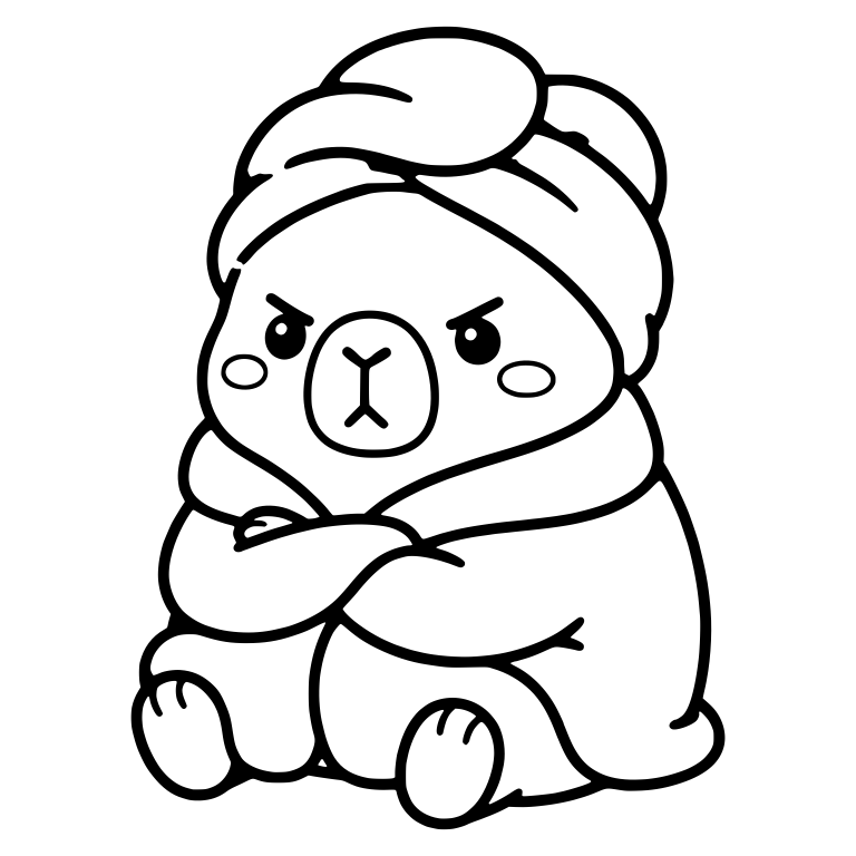 Grumpy Capybara in Head Towel and Robe — free animal SVG cut file
