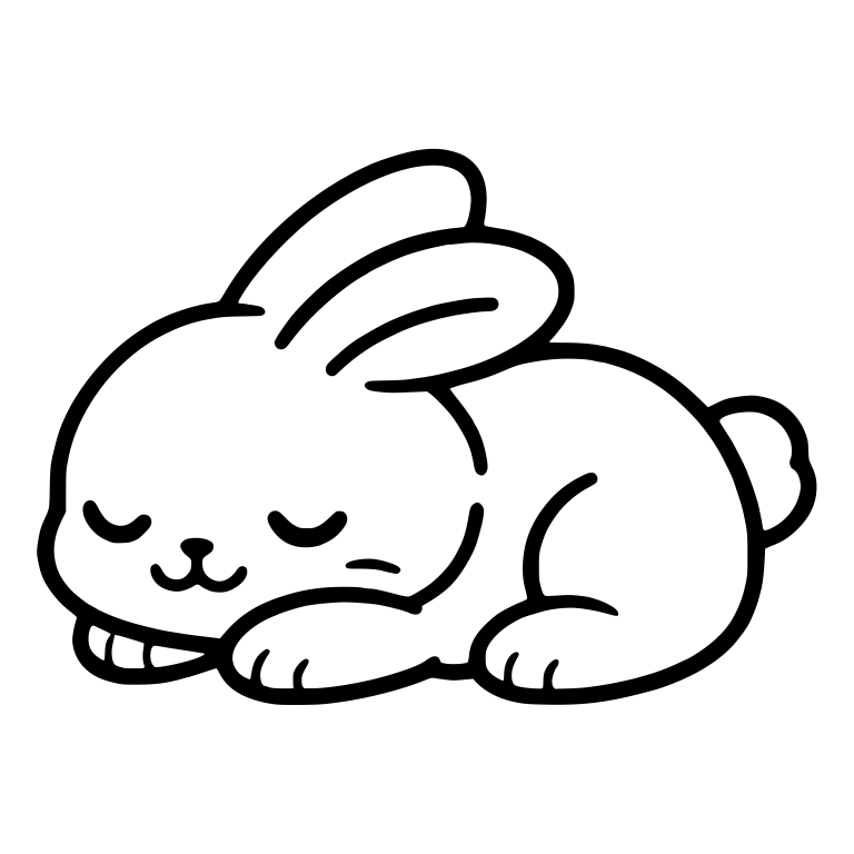 Napping Bunny Facing Left With Ear Standing Up — free animal SVG cut file