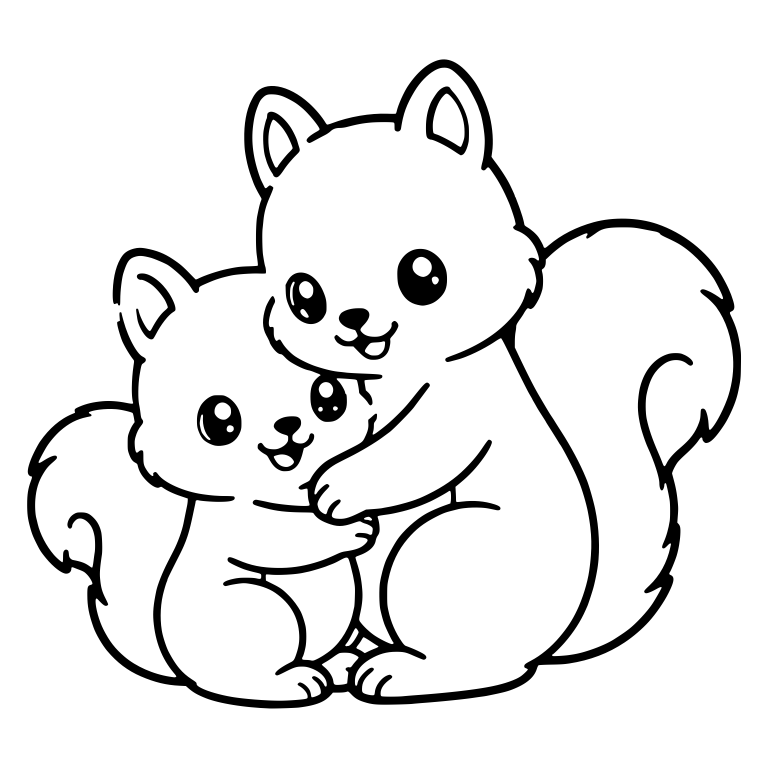 Two Squirrels Sharing A Hug With Big Tails — free animal SVG cut file