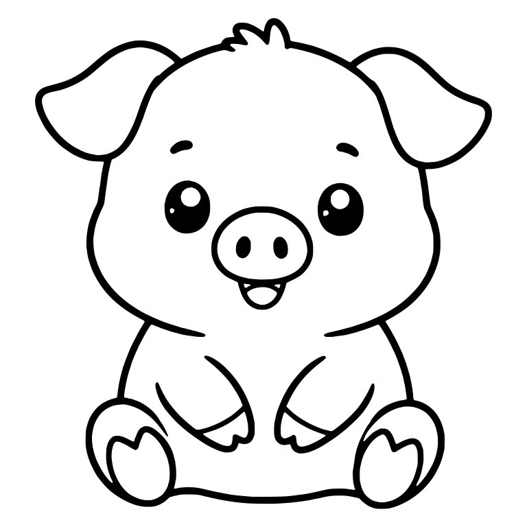 Chubby Piglet Sitting With Hands In Front — free animal SVG cut file