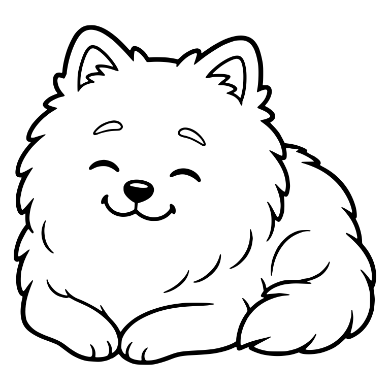 Content Pomeranian Lying Down With Eyes Closed — free animal SVG cut file