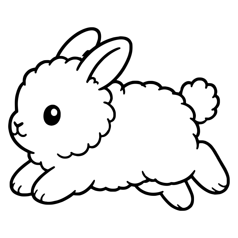 Kawaii Jersey Wooly Bunny Leaping With Fluffy Fur — free animal SVG cut file