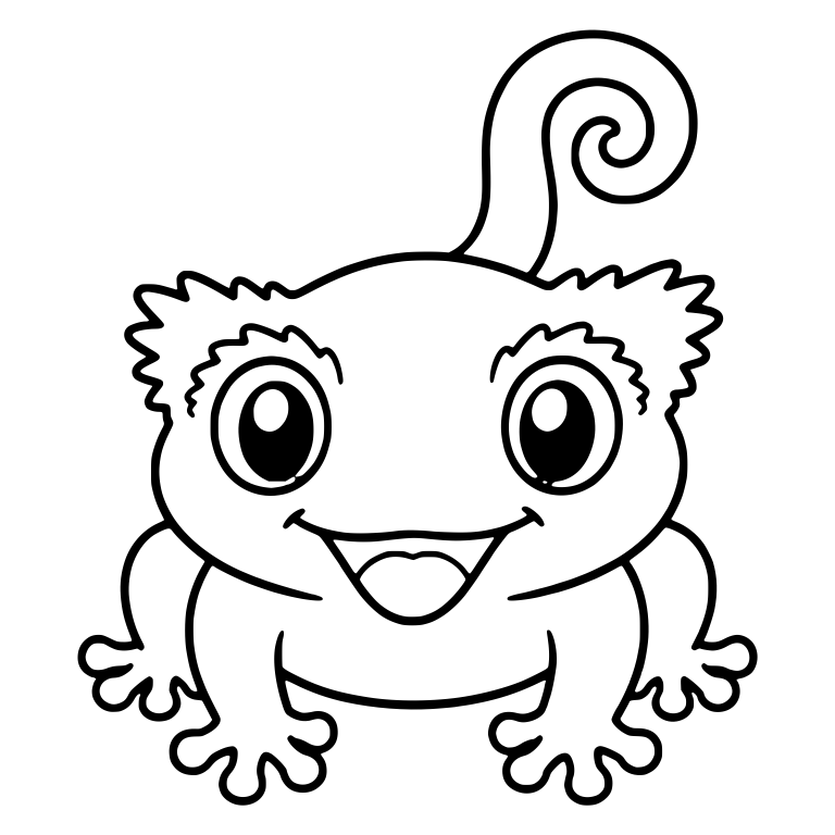 Open Mouth Crested Gecko With Spiral Tail Above Head — free animal SVG cut file