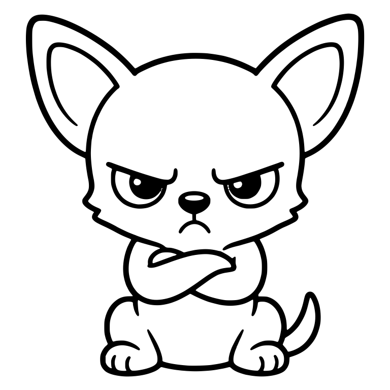 Cross-Armed Grumpy Chihuahua Puppy With Big Round Head — free animal SVG cut file