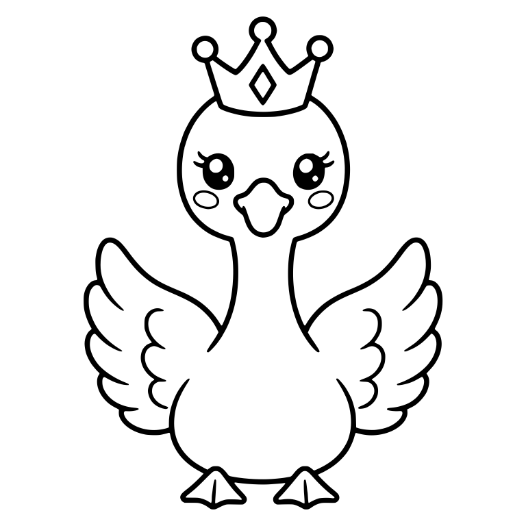 Crowned Swan Princess With Spread Wings Front View — free animal SVG cut file