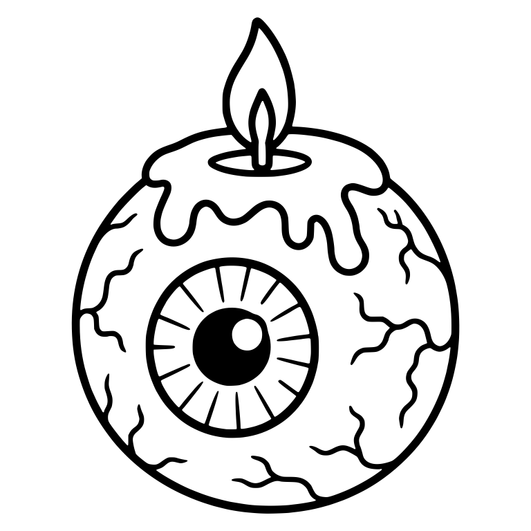 Ball Candle with Striped-Iris Eyeball and Double Flame — free objects SVG cut file