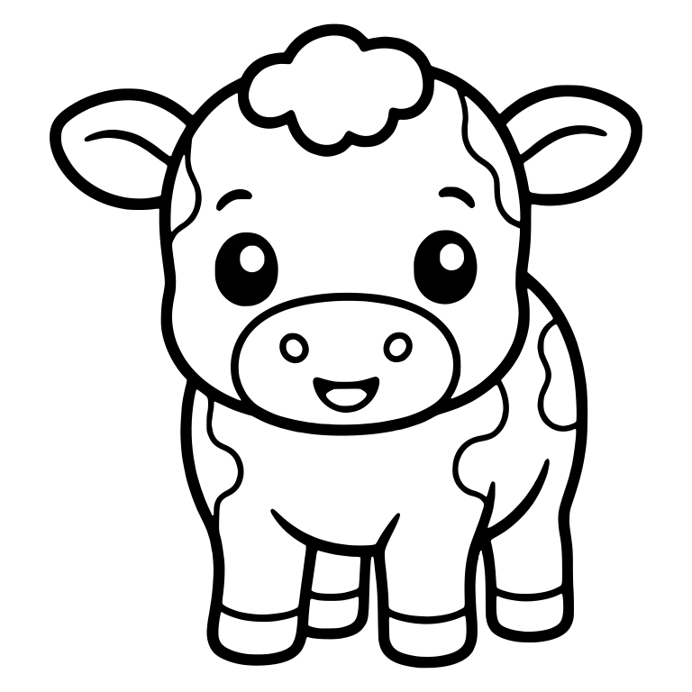 Happy Calf Standing With Big Snout And Spots — free animal SVG cut file