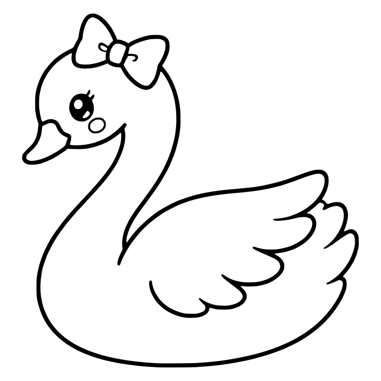 Kawaii Swan With Head Bow and Long Swept Wing — free animal SVG cut file