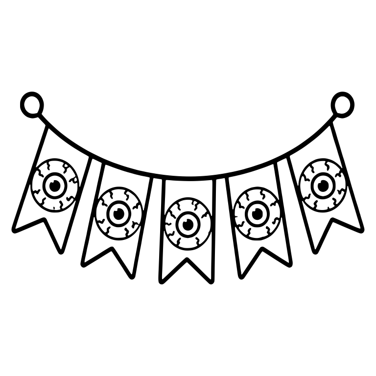 Pennant Banner Garland with Eyeball Flags — free objects SVG cut file