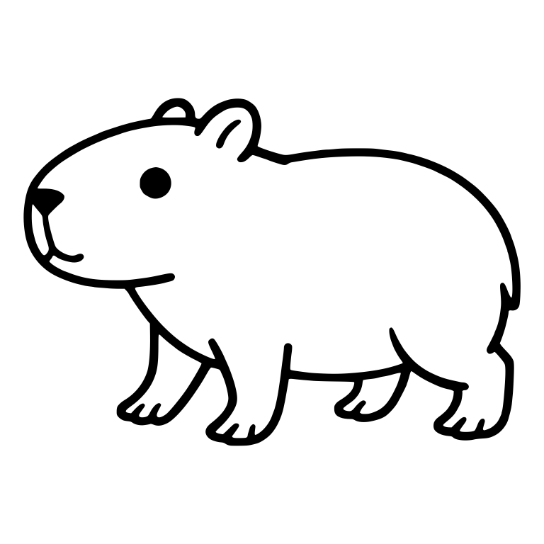 Capybara Walking Left with Black Nose and Small Smile — free animal SVG cut file