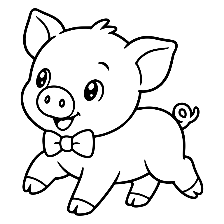Trotting Bowtie Piglet with Raised Hoof — free animal SVG cut file