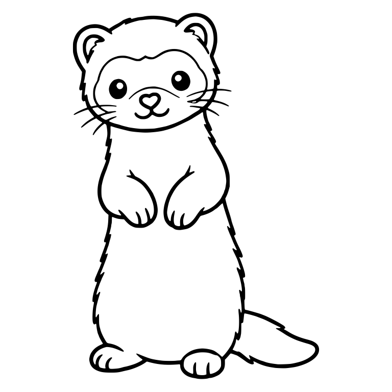 Kawaii Ferret Standing Tall With Paws Folded On Chest — free animal SVG cut file
