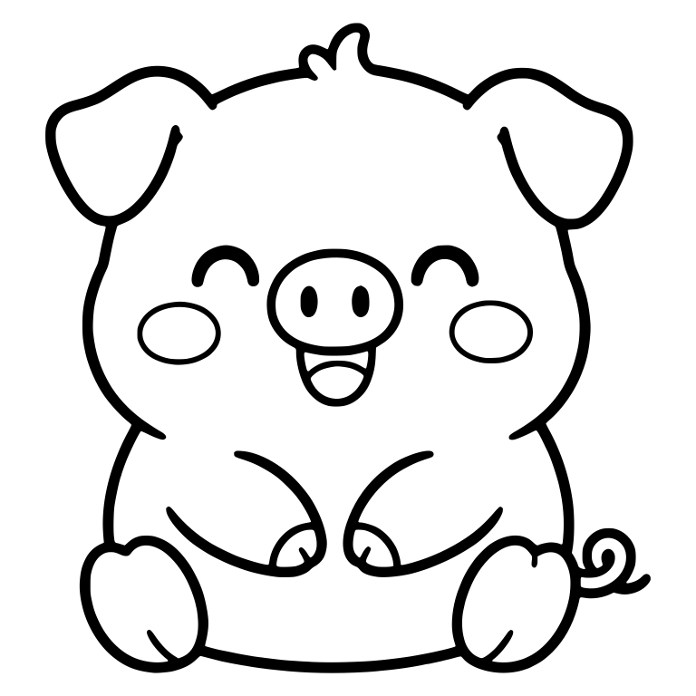 Laughing Chubby Piglet Sitting With Blush Cheeks — free animal SVG cut file