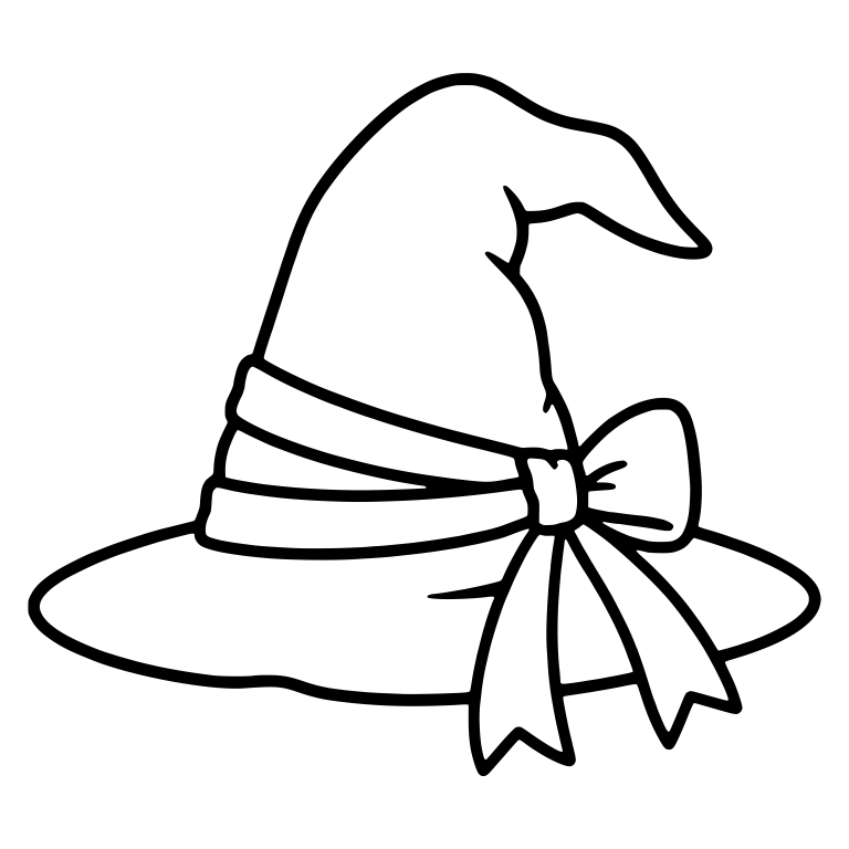 Bent-Tip Witch Hat with Layered Ribbon and Bow — free objects SVG cut file