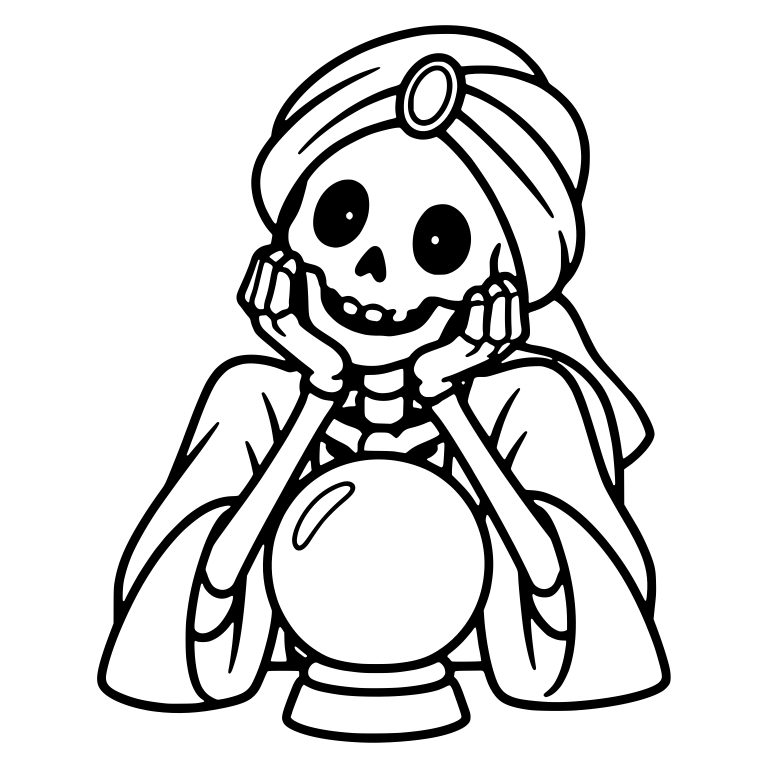 Dreamy Skeleton in Gem Turban with Crystal Ball — free skeleton SVG cut file