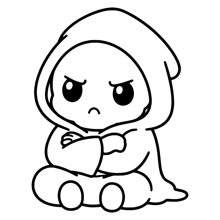 Sulking Grim Reaper Sitting Cross-Legged With Arms Crossed — free characters SVG cut file