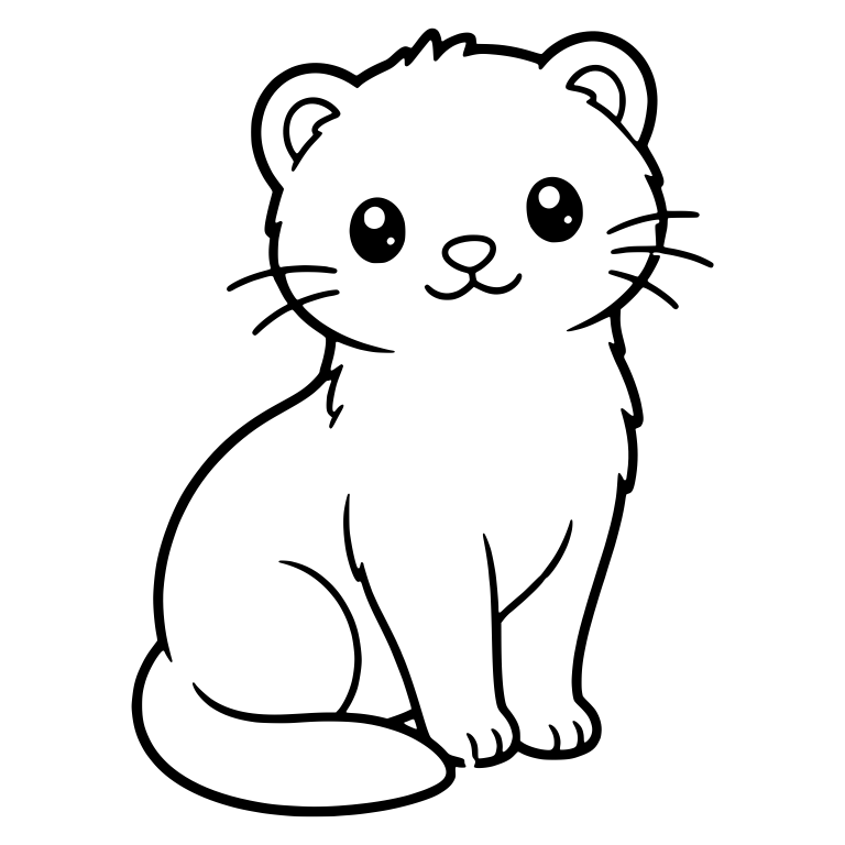 Kawaii Ferret Sitting Sideways With Wrapped Tail — free animal SVG cut file