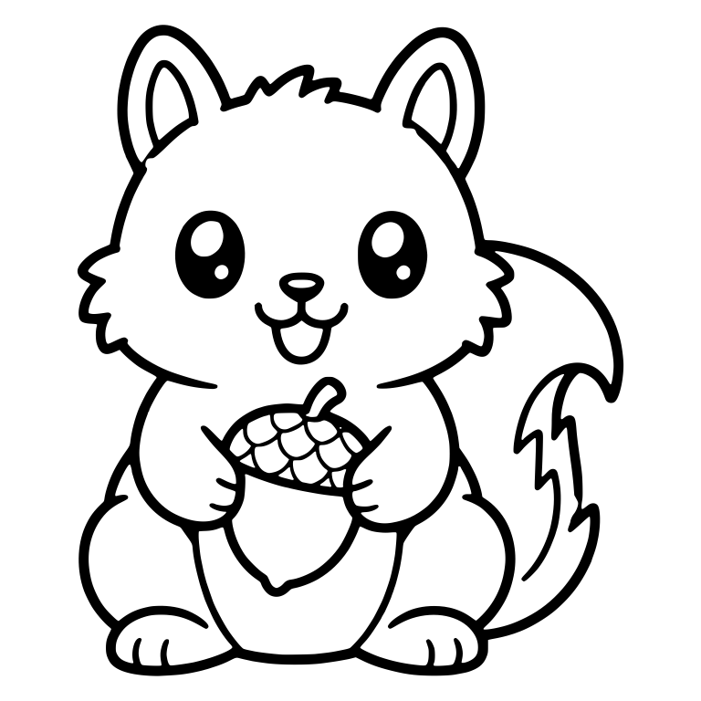 Chubby Squirrel Hugging an Acorn With Big Sparkly Eyes — free animal SVG cut file