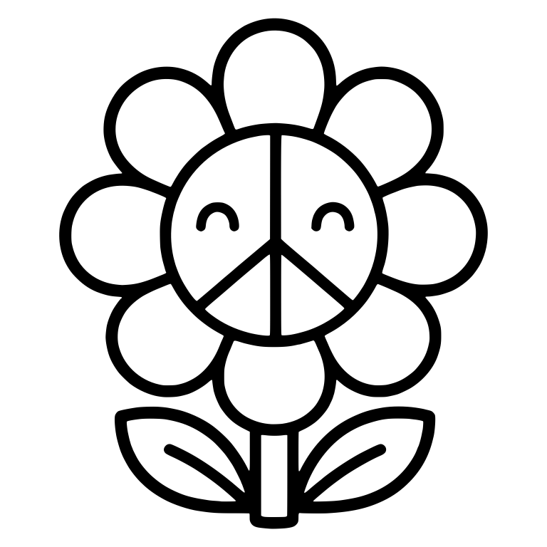 Peace Sign Face Flower With Round Petals — free floral SVG cut file