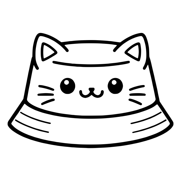 Cat Bucket Hat With Pointed Ears and Whiskers — free objects SVG