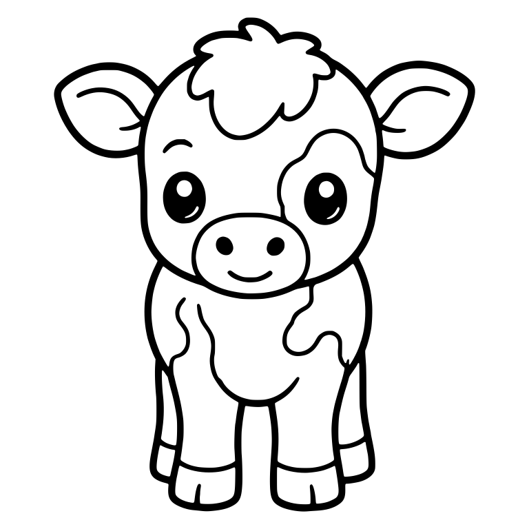 Standing Calf With Curly Forelock and Face Patch — free animal SVG cut file