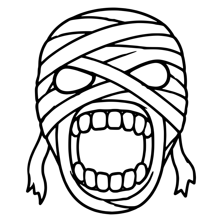 Screaming Mummy Face With Round Eyes and Wide Teeth — free fantasy-creature SVG cut file