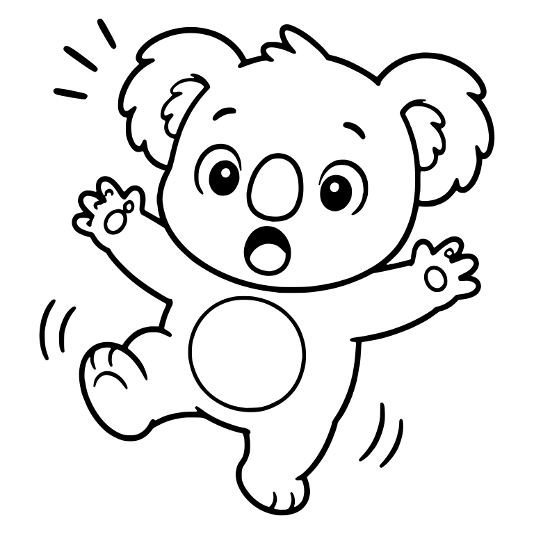 Startled Koala Jumping With Motion Lines — free animal SVG cut file