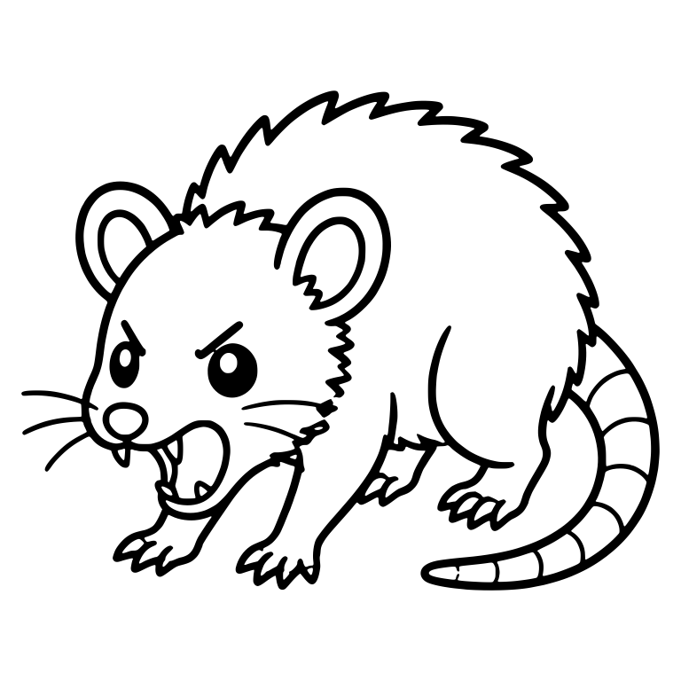 Hissing Opossum Crouching With Striped Tail — free animal SVG cut file
