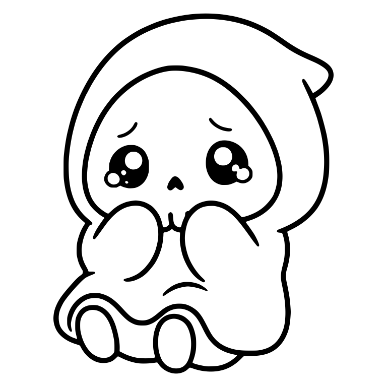 Teary Eyed Reaper Covering Mouth With Both Hands — free characters SVG cut file