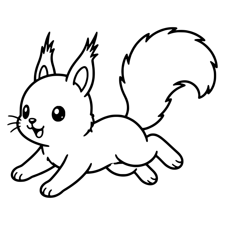 Jumping Squirrel With Ear Tufts, Open Mouth and Whiskers — free animal SVG cut file