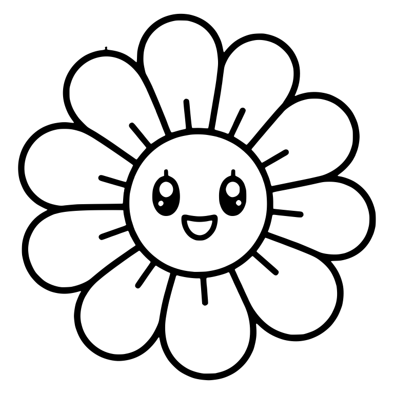 Round Daisy With Many Petals And Short Ray Lines — free floral SVG cut file