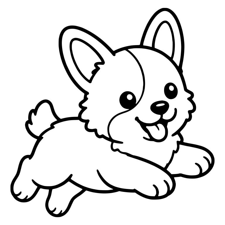 Leaping Corgi Puppy Facing Right With Tail Up — free animal SVG cut file