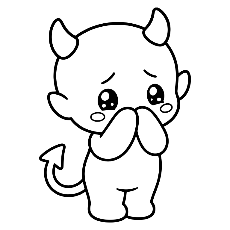 Worried Little Devil Covering Mouth with Both Hands — free fantasy-creature SVG cut file