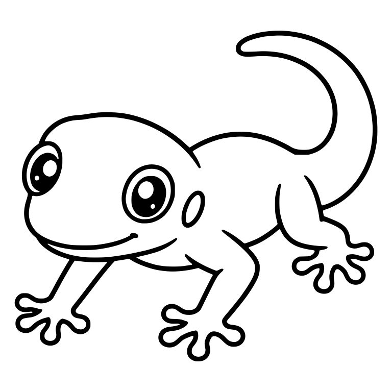 Crawling Gecko with Shiny Eyes and Tail Raised High — free animal SVG cut file