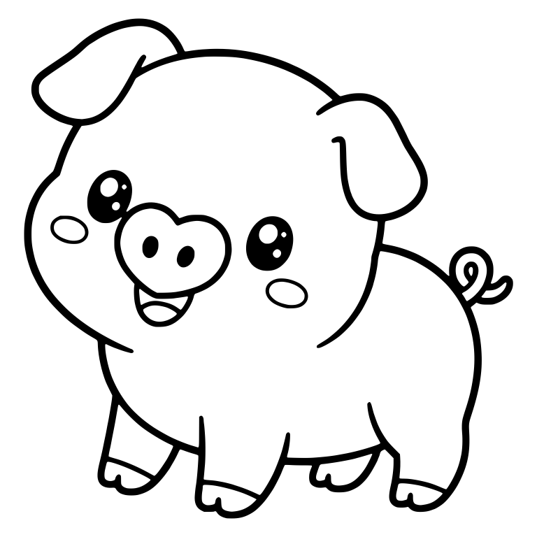 Standing Piglet With Heart Nose and Blush Cheeks — free animal SVG cut file