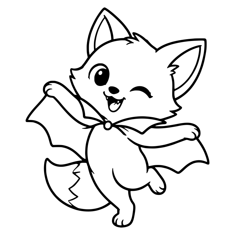 Winking Fox Cub with Bat-Wing Vampire Cape — free animal SVG cut file