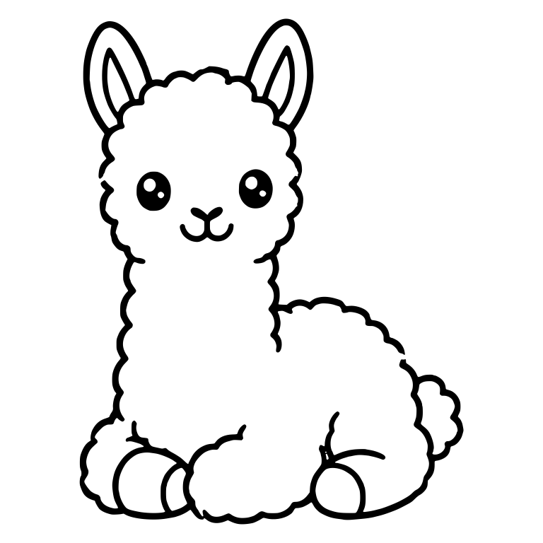 Sitting Llama With Long Neck and Fluffy Tail Pom — free animal SVG cut file