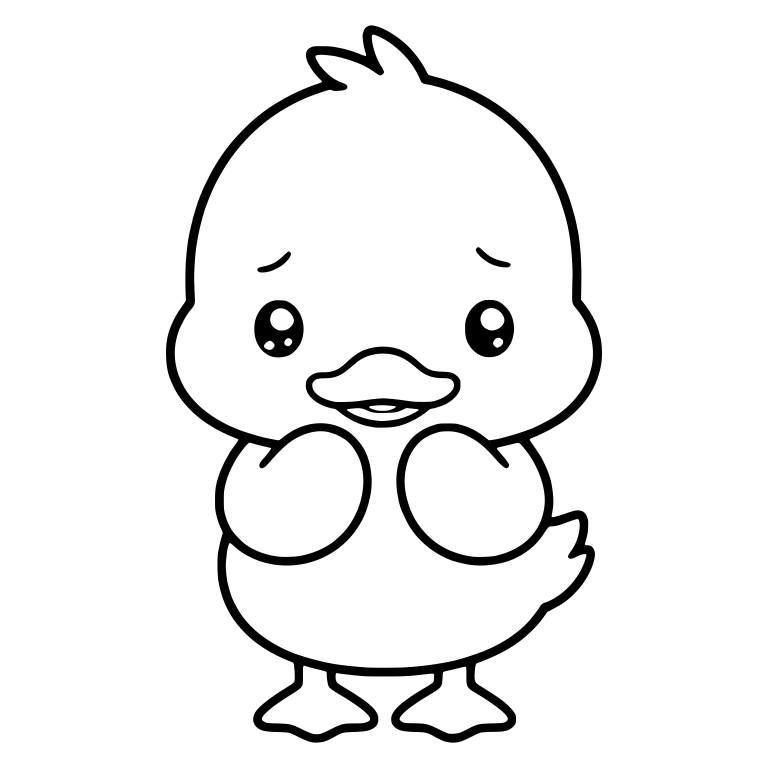 Worried Duckling Standing With Wings at Chest — free animal SVG cut file