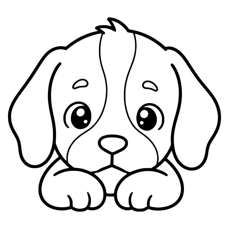 Sad-Eyed Beagle Puppy Peeking Over Its Front Paws — free animal SVG cut file