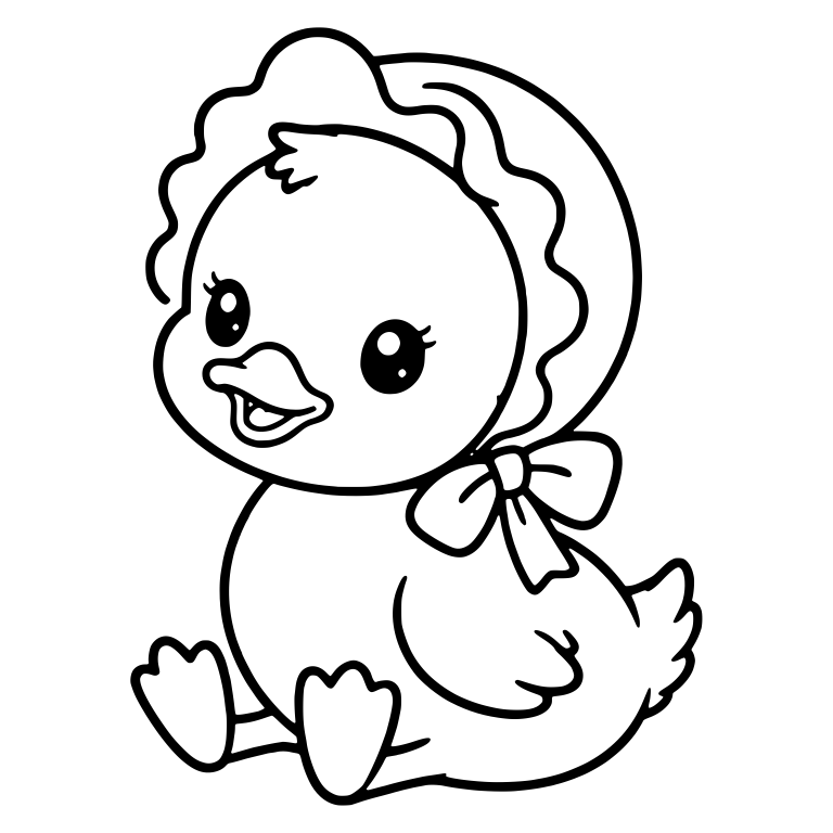 Sitting Duckling in a Wavy-Edge Bonnet with Side Bow — free animal SVG cut file