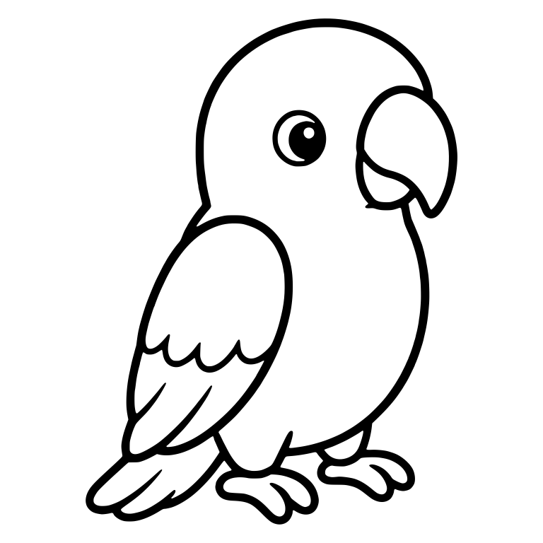 Standing Parrot With Big Curved Beak and Folded Wing — free animal SVG cut file