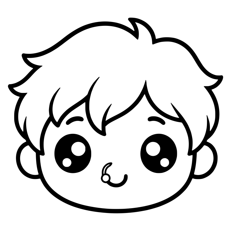 Kawaii Boy With Messy Hair And Nose Ring — free characters SVG cut file