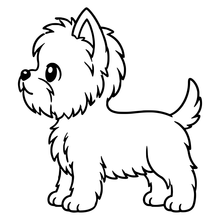 Yorkie Puppy Standing in Side Profile — free animal SVG cut file