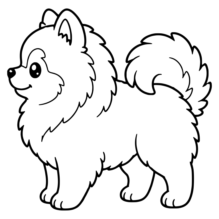 Side View Pomeranian Standing With Curled Tail — free animal SVG cut file