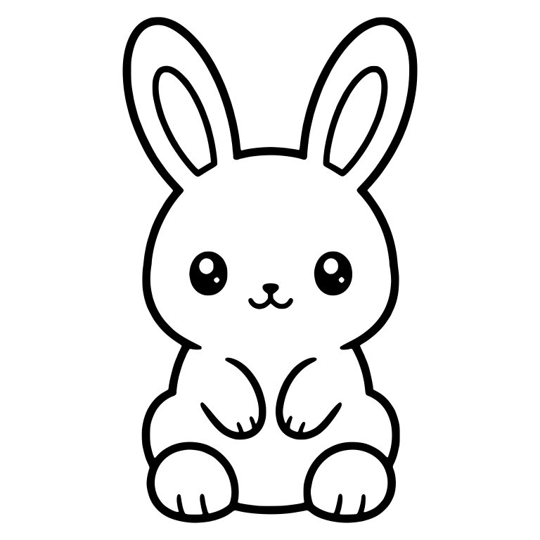 Cute Bunny Sitting Upright With Paws on Belly — free animal SVG cut file